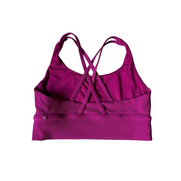 lululemon Energy Longline Ribbed Magenta Sports Bra size 10 Pink - Picture 3 of 5